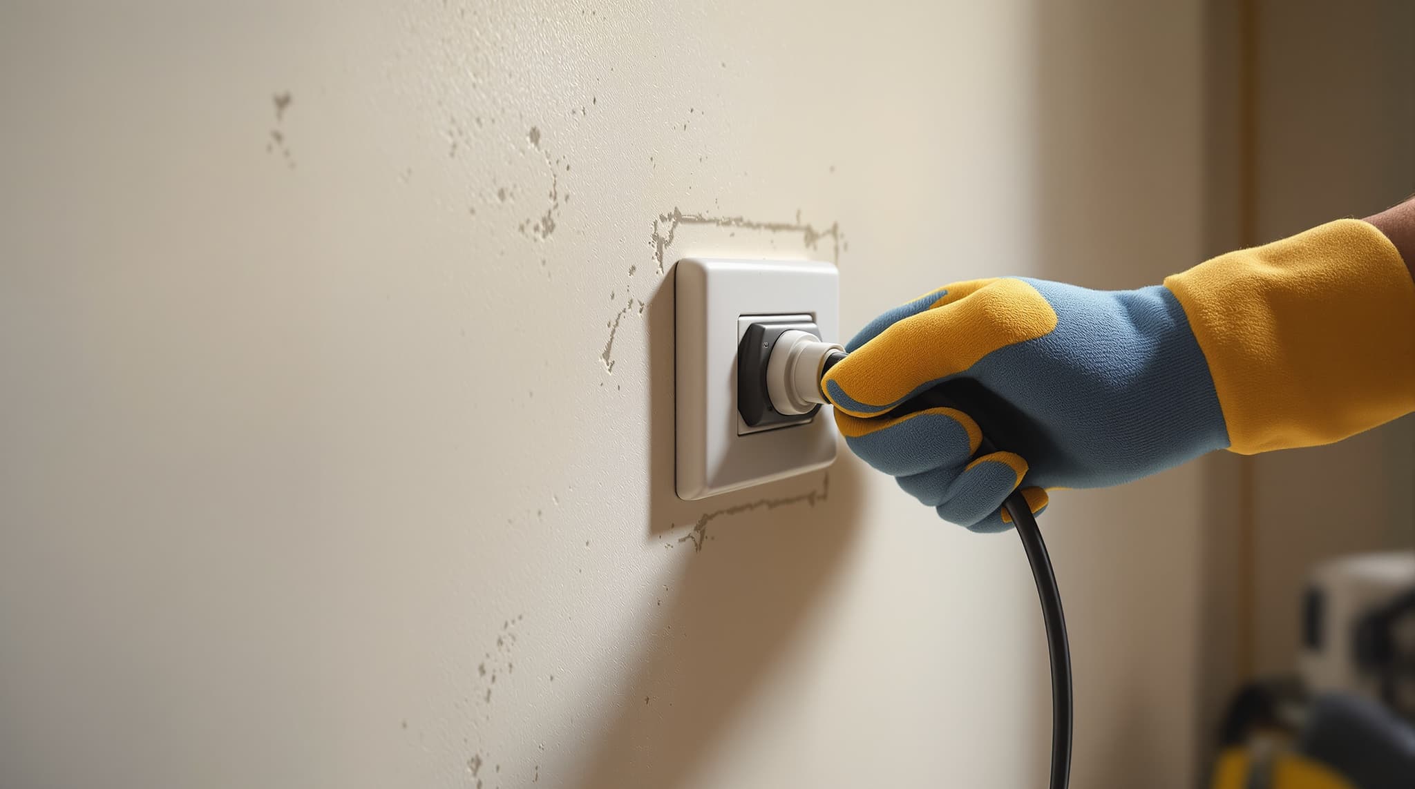 Long Island Electric Co. crew working on a home exterior